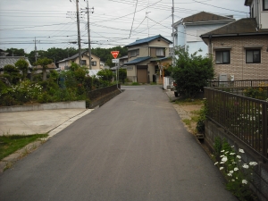 西方向から敷地