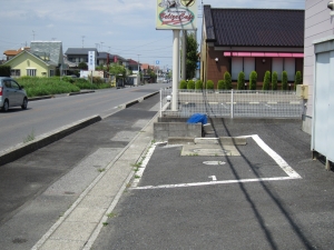 敷地　西側接道（歩道付）の様子